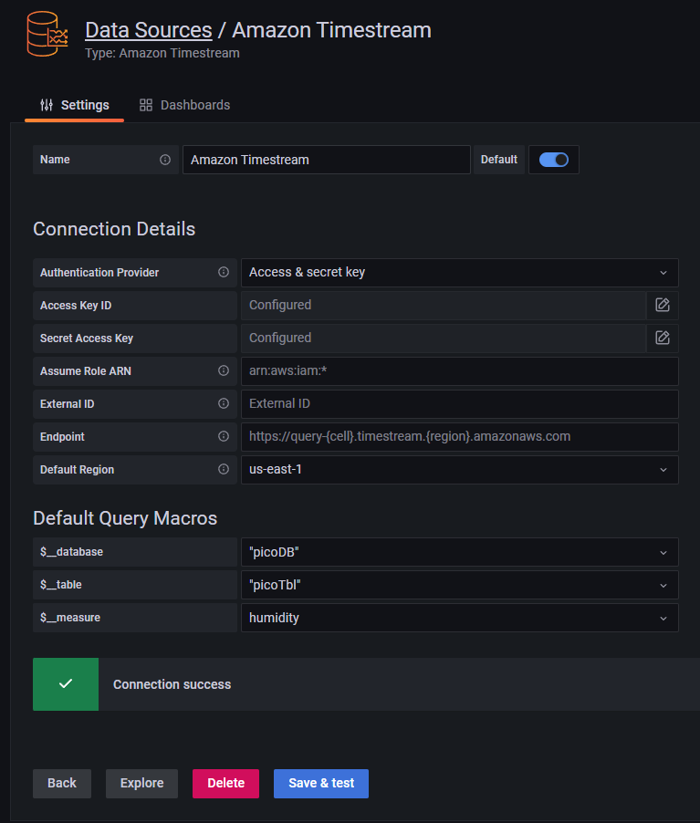 W5100S EVB Pico AWS IoT Core Amazon Timestream Grafana