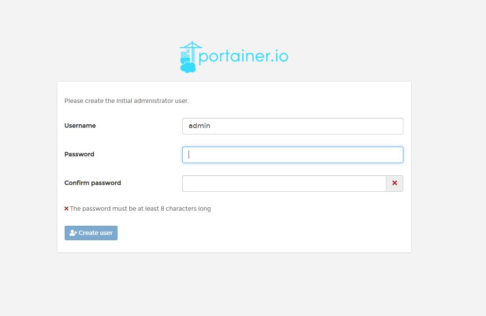 portainer 계정 만들기