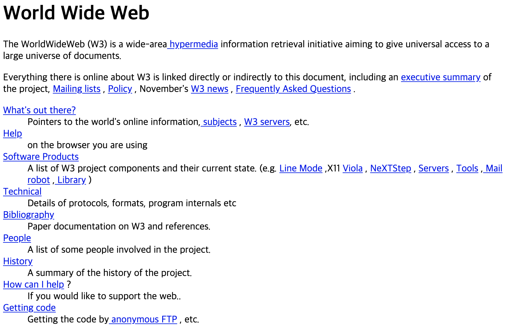 세계 최초의 웹 페이지