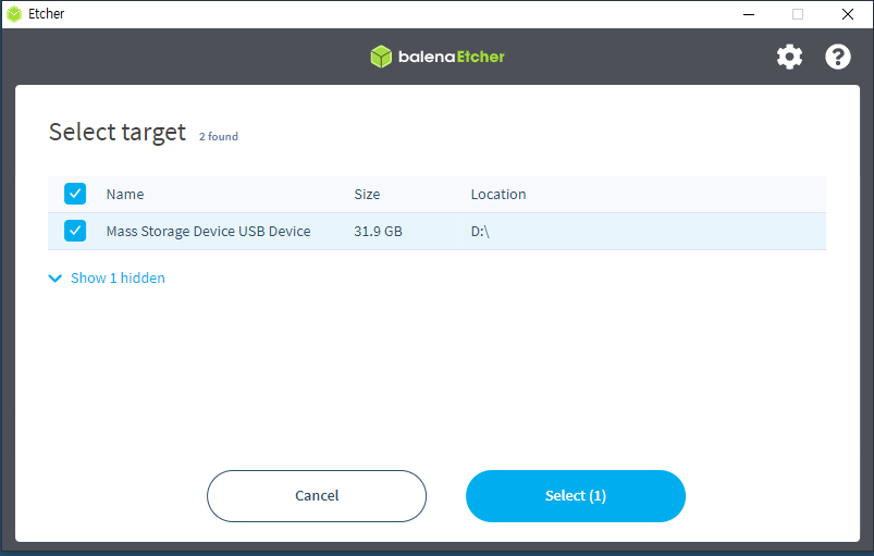 balenaetcher 사용 3
