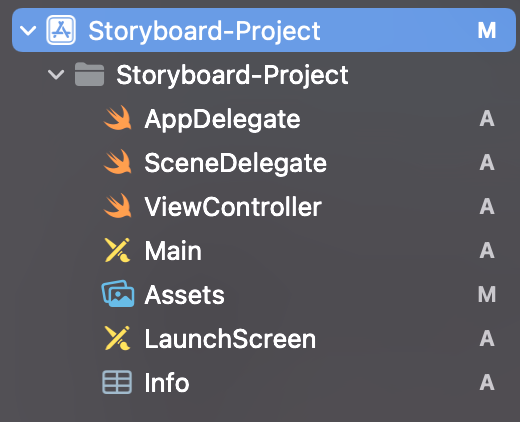 Storyboard 인터페이스로 생성할 경우 나오는 파일 구조