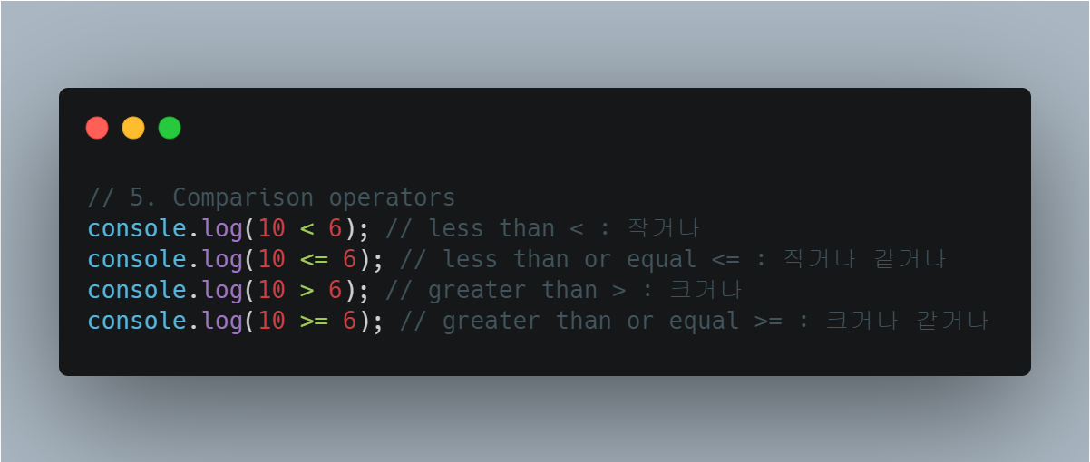 Comparison operators