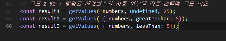 2-52 명명된 매개변수의 사용여부에 따른 선택적 코드 비교