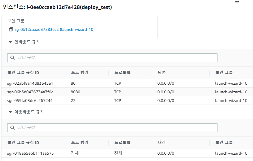 AWS 인스턴스 보안그룹