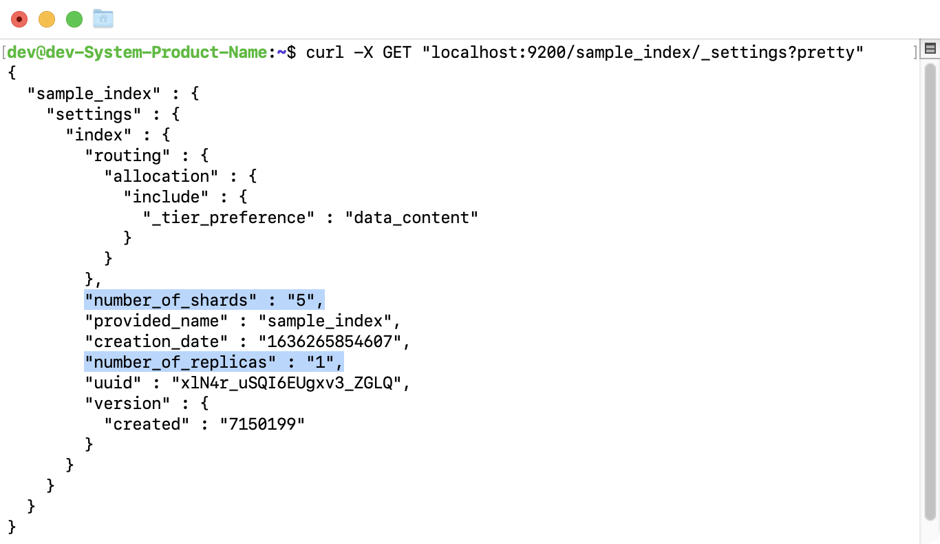샤드 개수 설정 확인하기