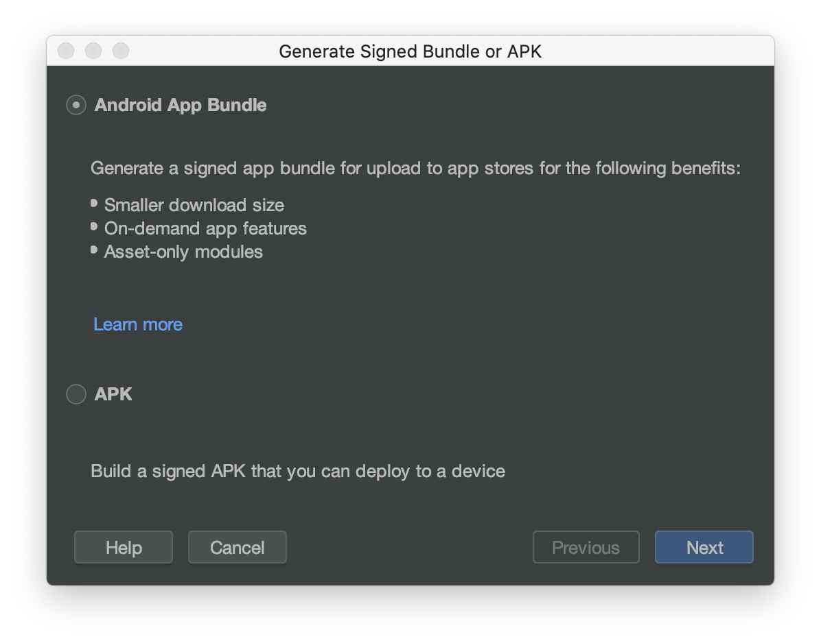Generate Signed Bundle or APK