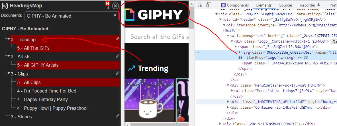 GIPHY 헤딩 맵과 html 문서