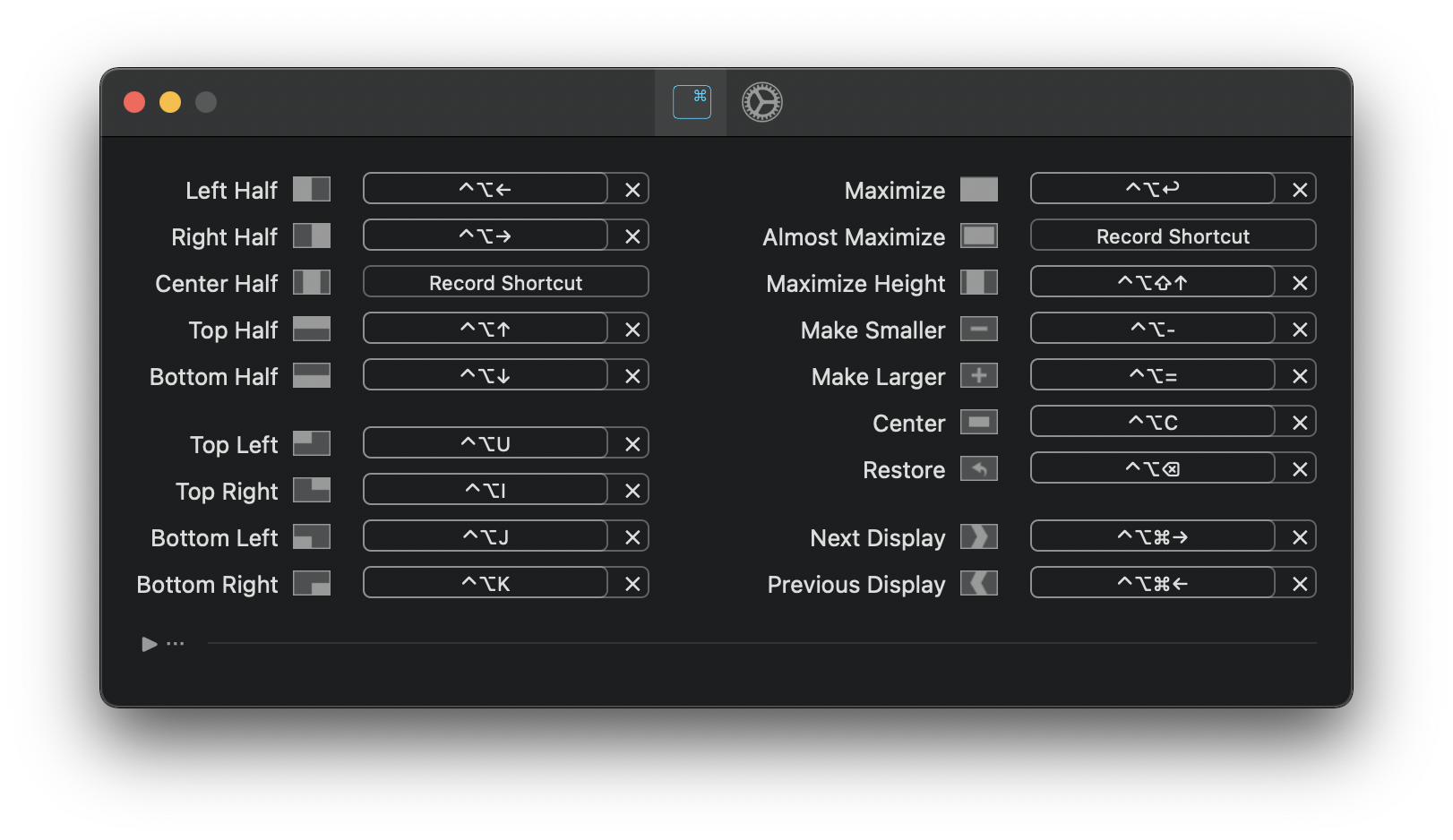 Preference Menu