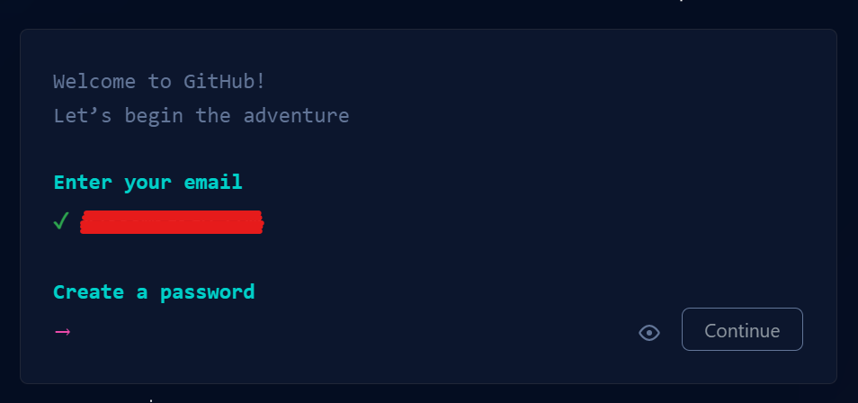 github 사이트 회원가입 비밀번호 입력