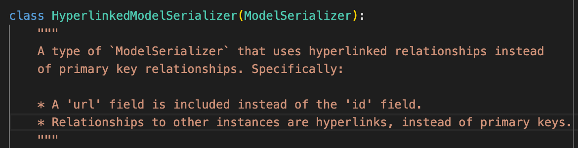 HyperlinkedModelSerializer