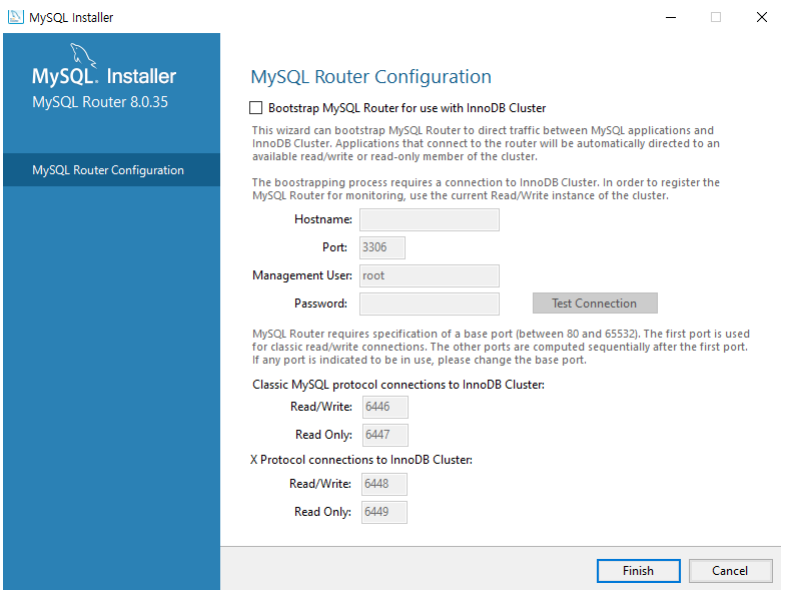 MySQL Router Configuration > Finish!