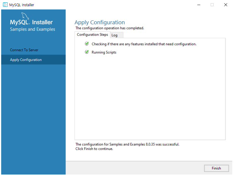 Apply Configuration > Finish