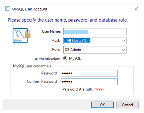 MySQL User Account > 설정하자