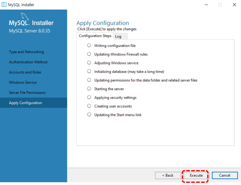 Apply Configuration > Excute