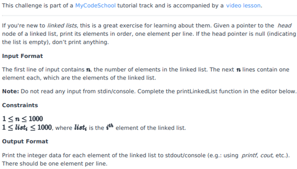 hackerrank-print-the-elements-of-a-linked-list