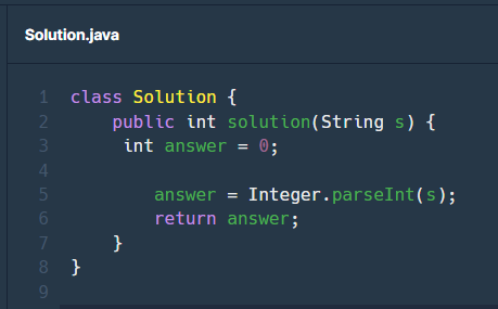 코딩테스트 Java - 문자열을 정수로 바꾸기