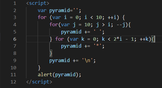 [For loop] Build a pyramid with Asterisk(*)
