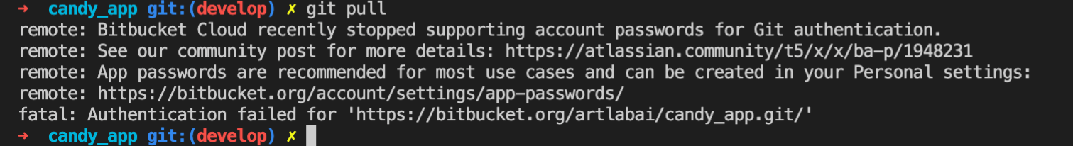 [해결방법] git remote: Bitbucket Cloud recently stopped supporting account ...