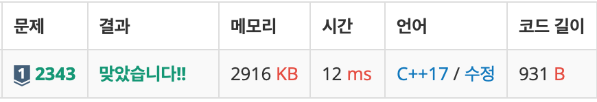 BOJ 2343 (기타레슨)