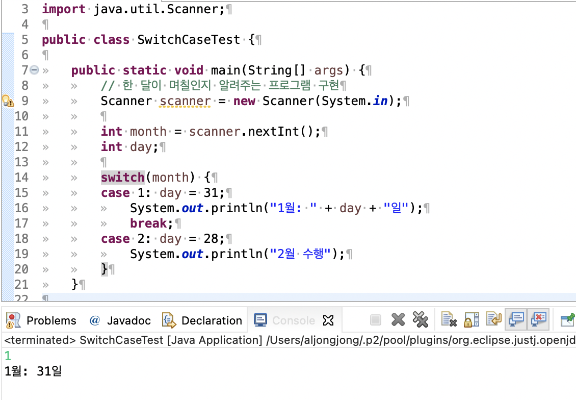 조건문 if, switch - case / java