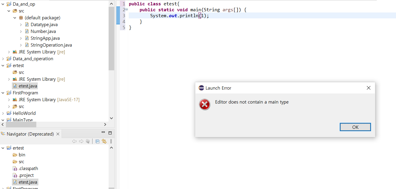  eclipse editor does not contain a main type 
