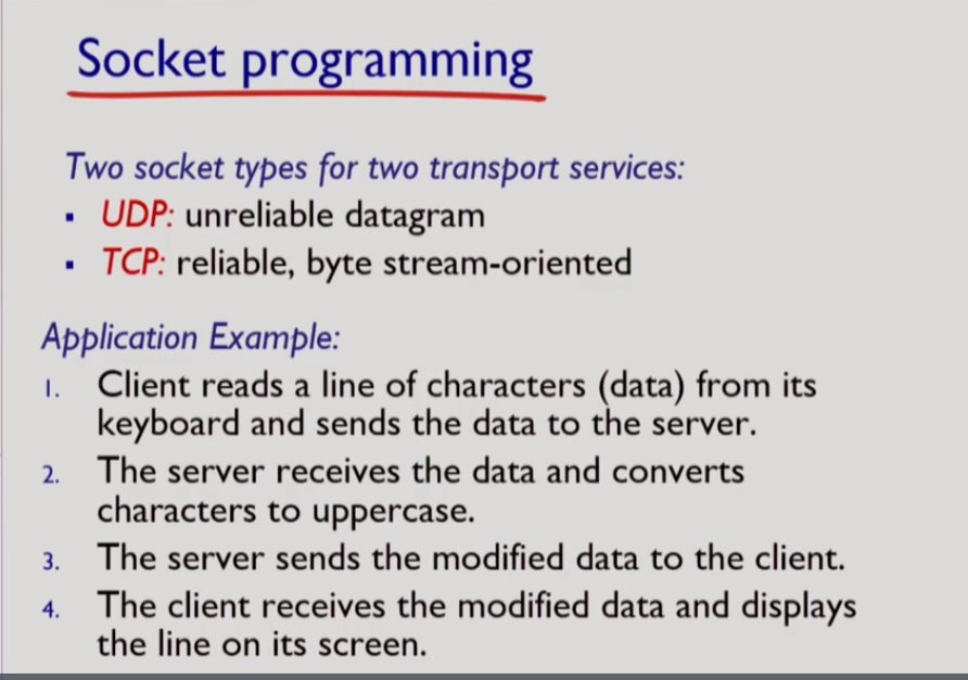 네트워크및보안 보충 : Socket Programming with UDP and TCP