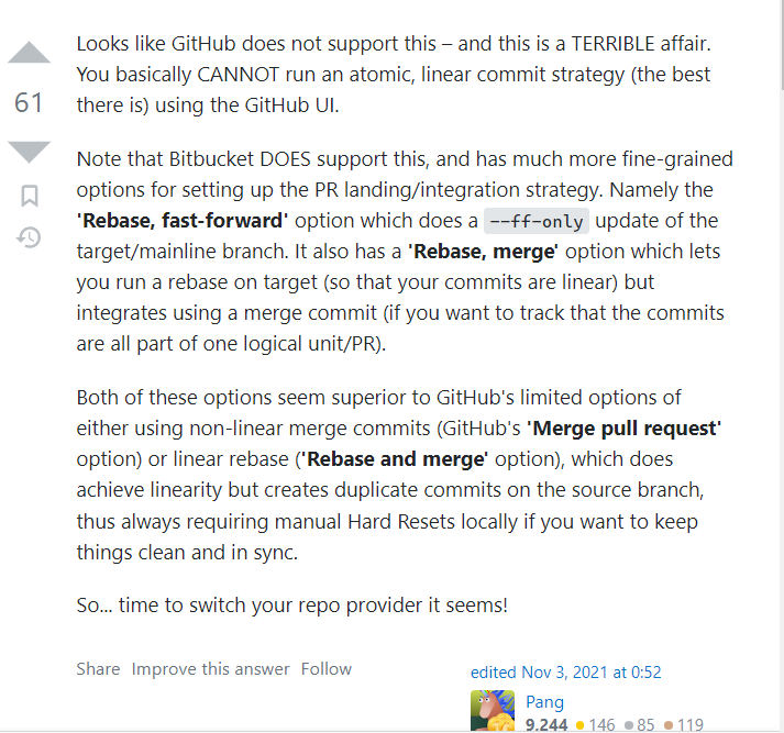 https://stackoverflow.com/questions/60597400/how-to-do-a-fast-forward-merge-on-github