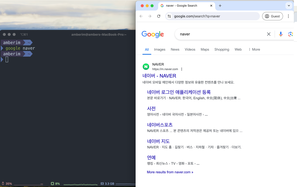 screenshot of iTerm2 showing web-search plugin has applied
