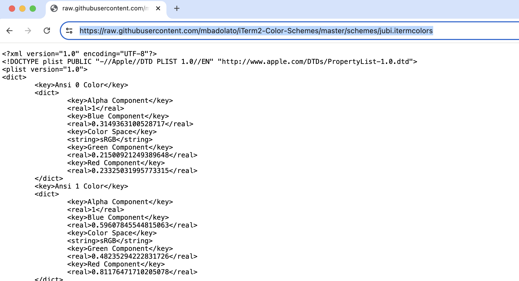 jubi color scheme url on the browser

