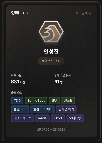 항해 플러스 브라운 배지