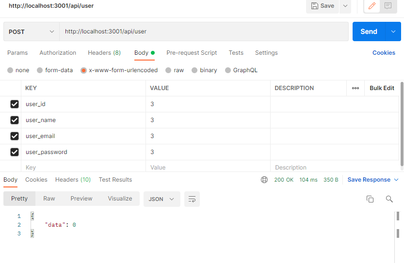Express(Node.js) + Mysql (4) Rest API Post Method