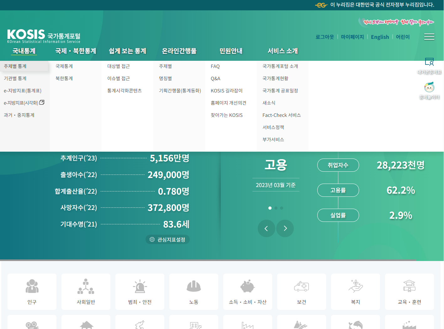 국가통계포털 KOSIS openAPI 사용 요령 (심플)