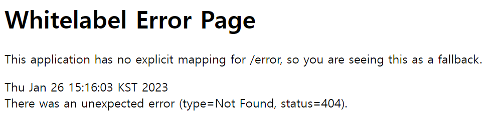 SpringBoot Project Whitelabel Error Page