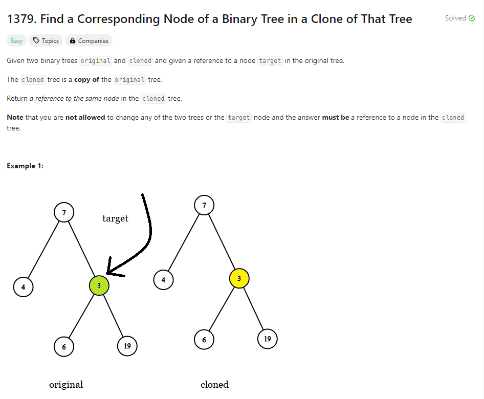 [leetcode] #DFS 1379. Find a Corresponding Node of a Binary Tree in a ...