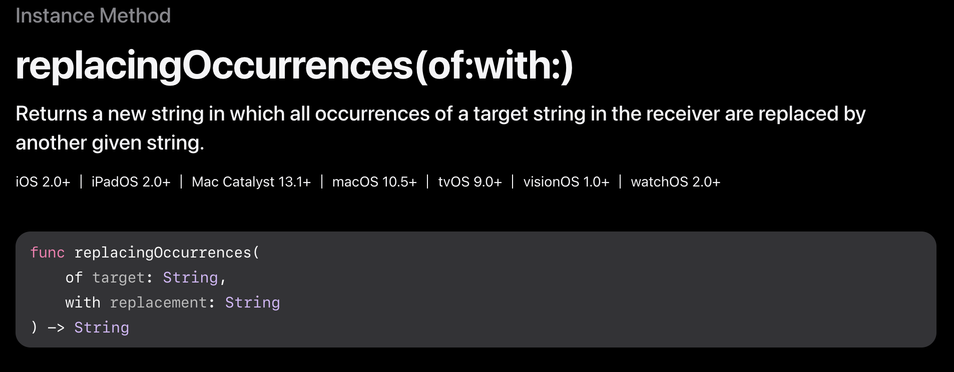 replacingoccurrences