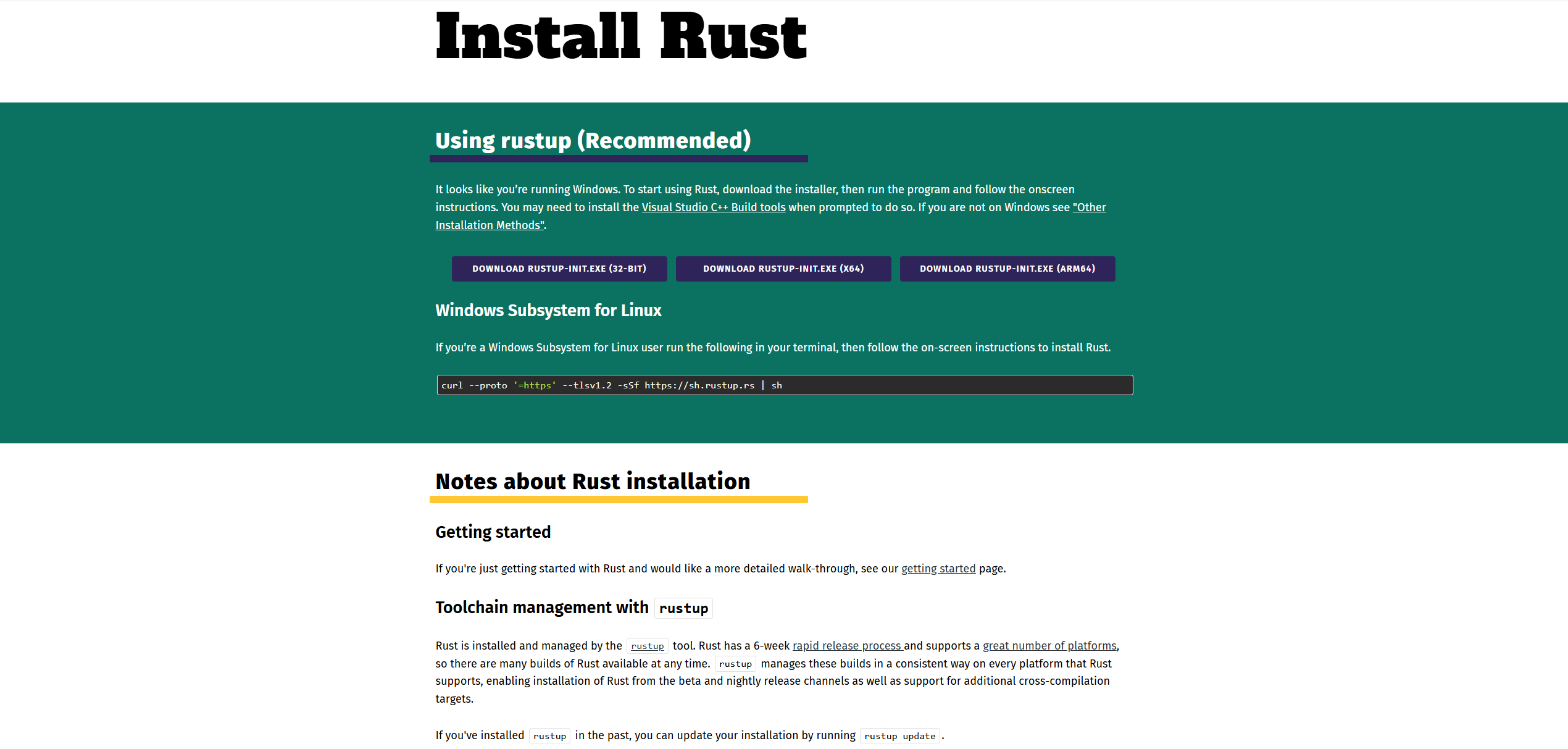 WindowsOS Rust Install