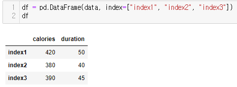 index를 지정해서 데이터프래임 만들기