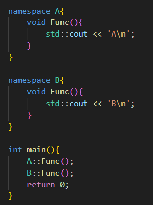 namespace 설명 코드