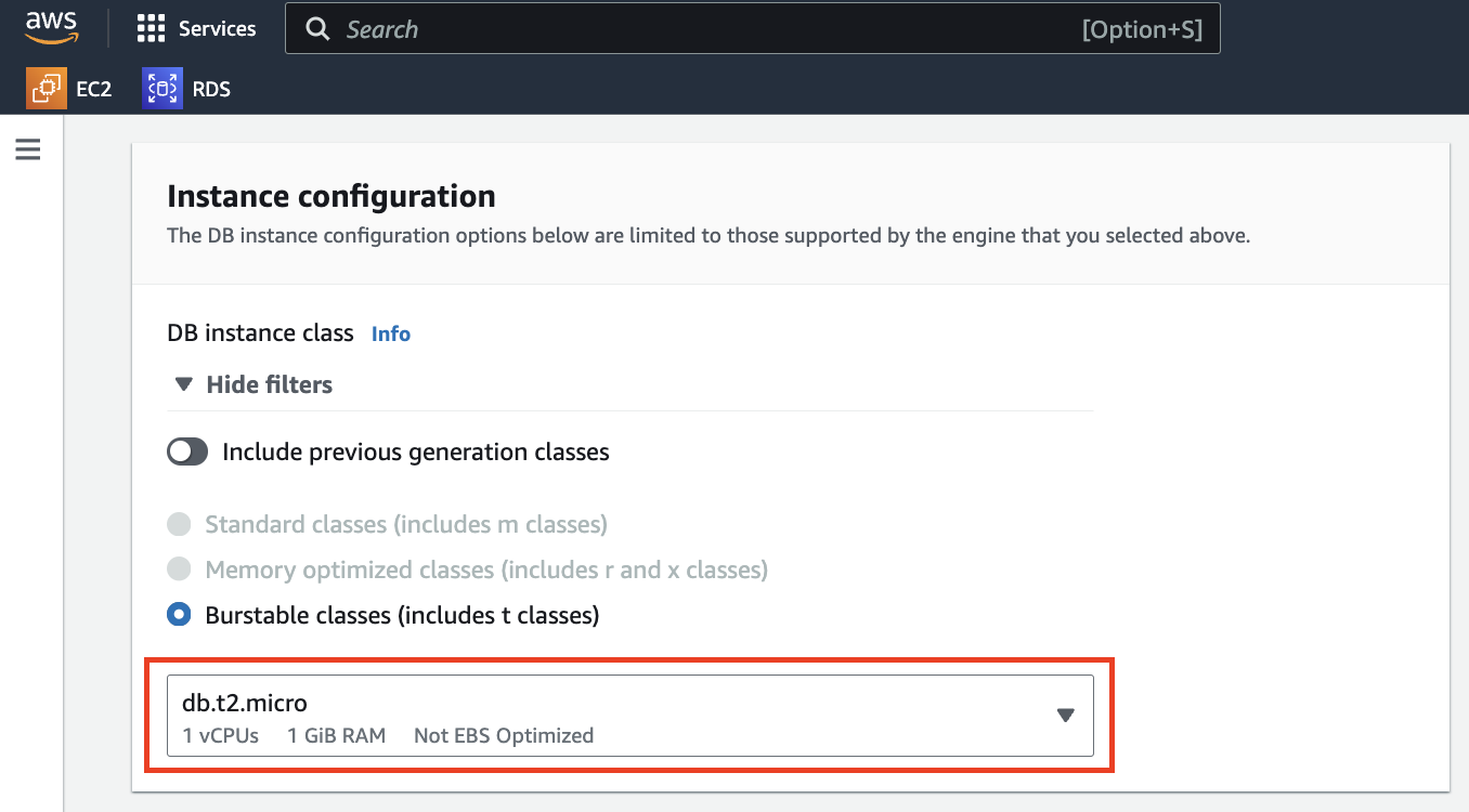 Instance configuration