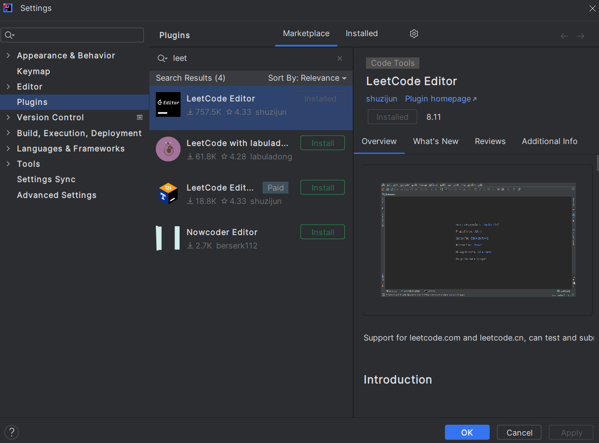intellij에서 Leetcode plugin 사용