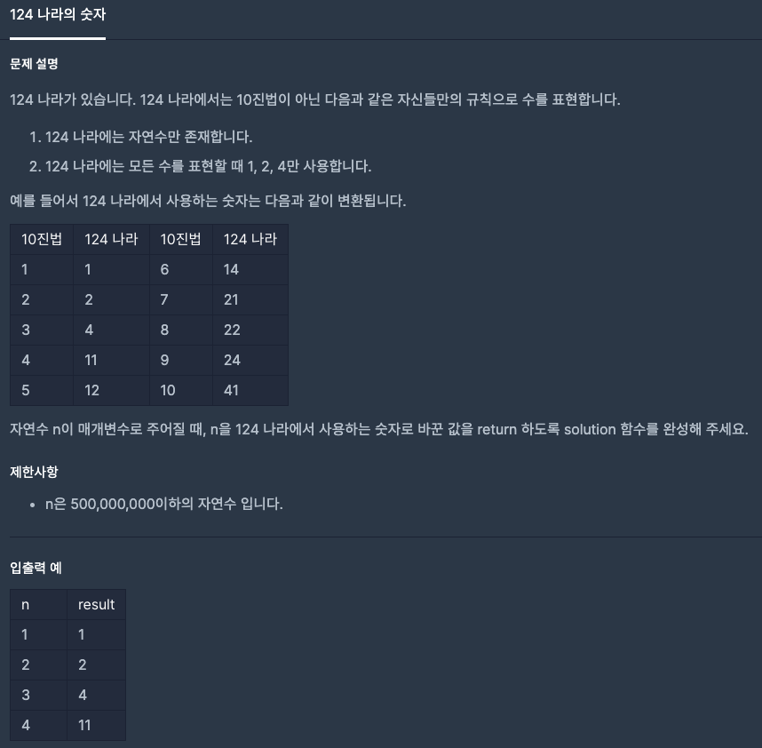 programmers : 124 나라의 숫자, 멀쩡한 사각형, 기능개발, 짝지어 제거하기, 같은 숫자는 싫어, 더 맵게