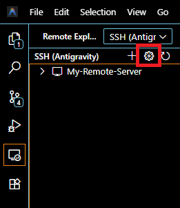 Remote-SSH 설정 버튼