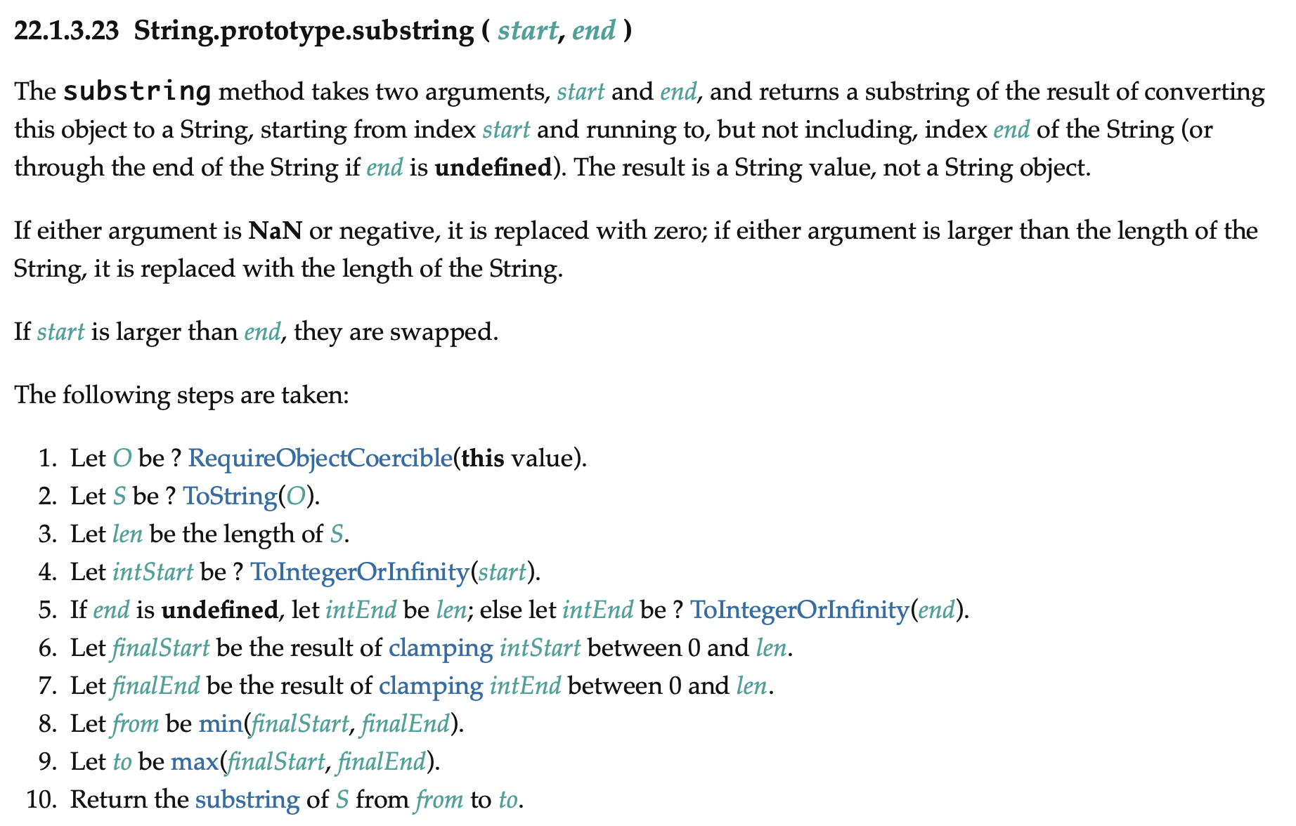 substring() 메서드의 동작 원리?!