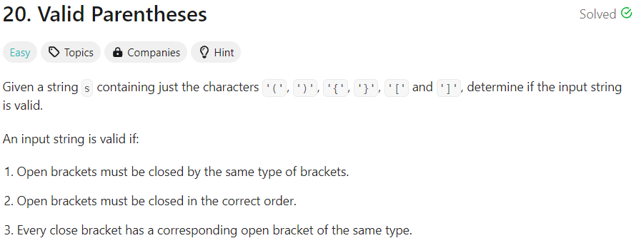 LeetCode Valid Parantheses