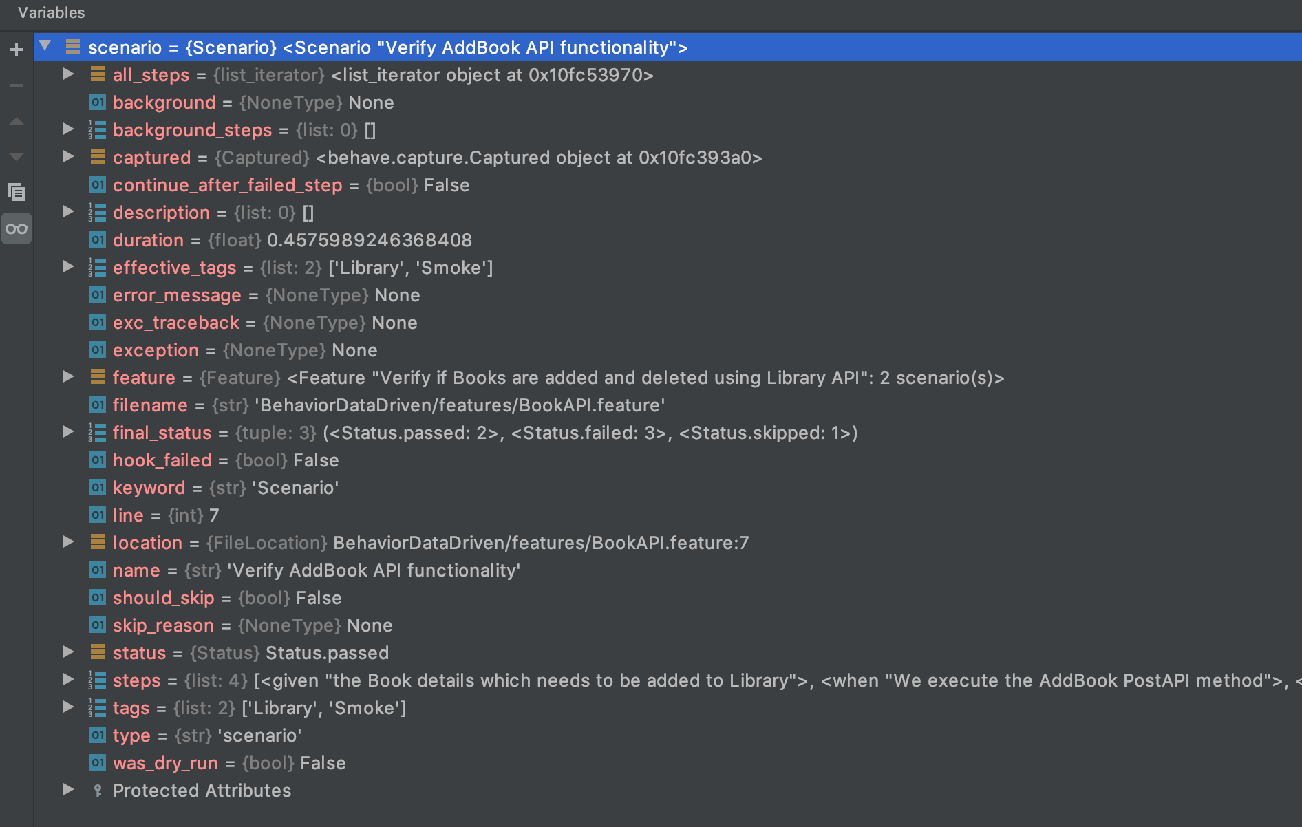 Implement Hook Behave library on Python