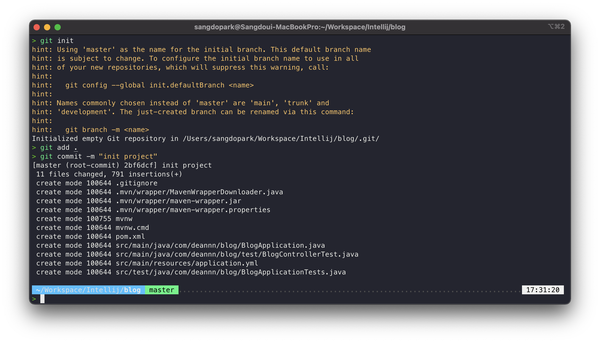 [Spring Boot] Blog Project Git 생성 및 Github 연동