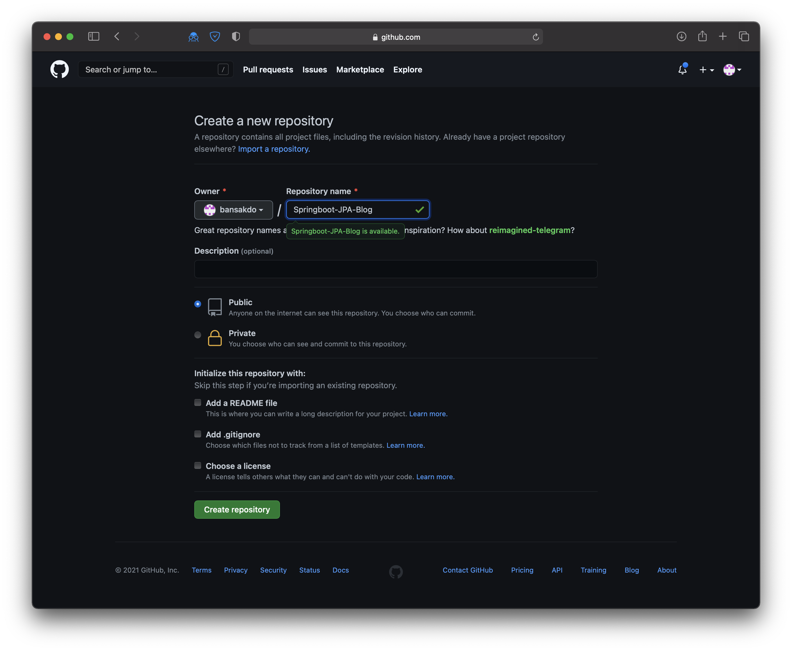 [Spring Boot] Blog Project Git 생성 및 Github 연동
