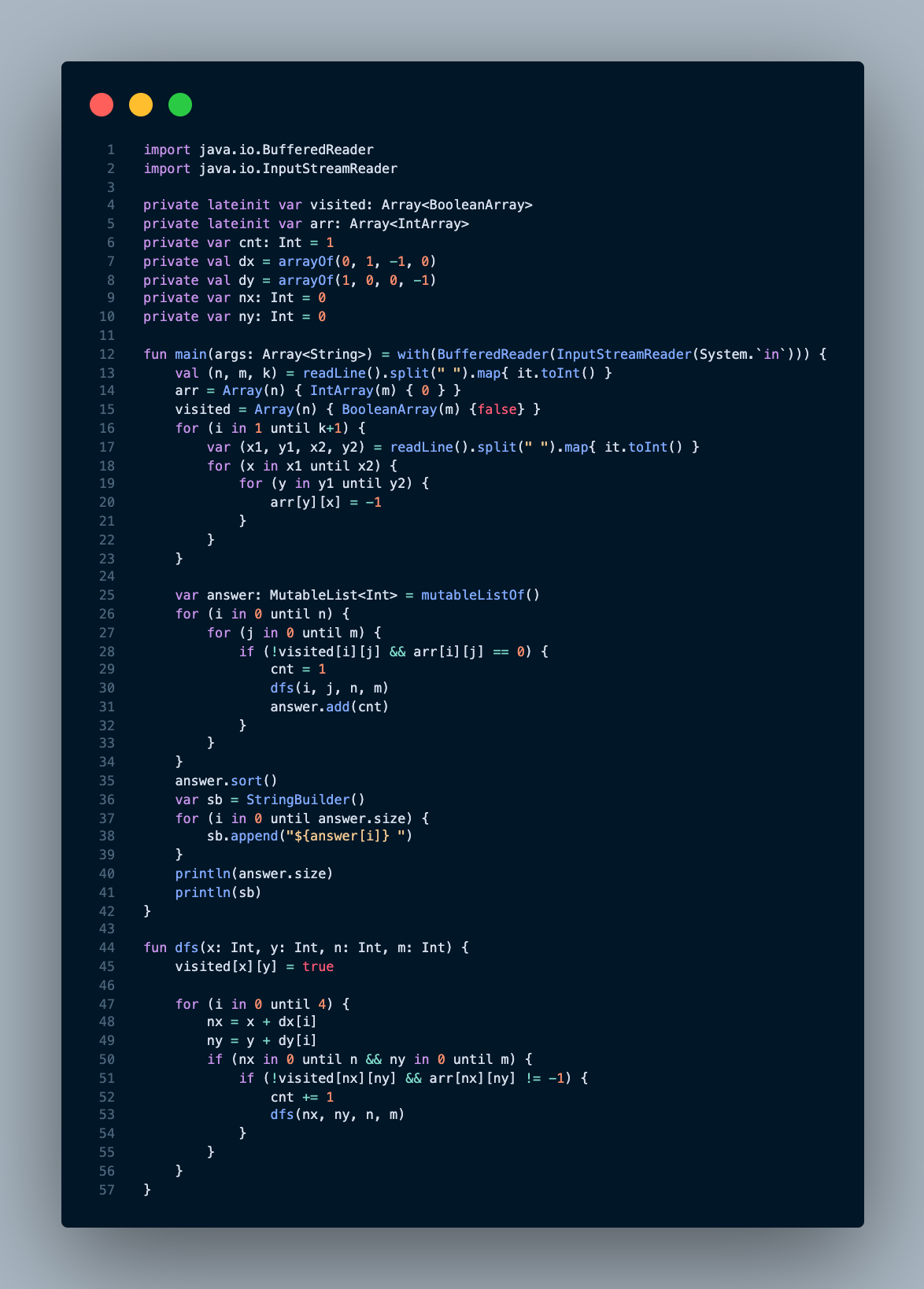 [BOJ] 영역 구하기 in Python & Kotlin