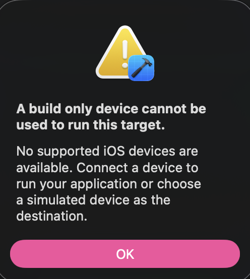 [xcode] iOS 개발 세팅 중 A build only device cannot be used to run this ...