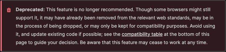 mdn deprecated